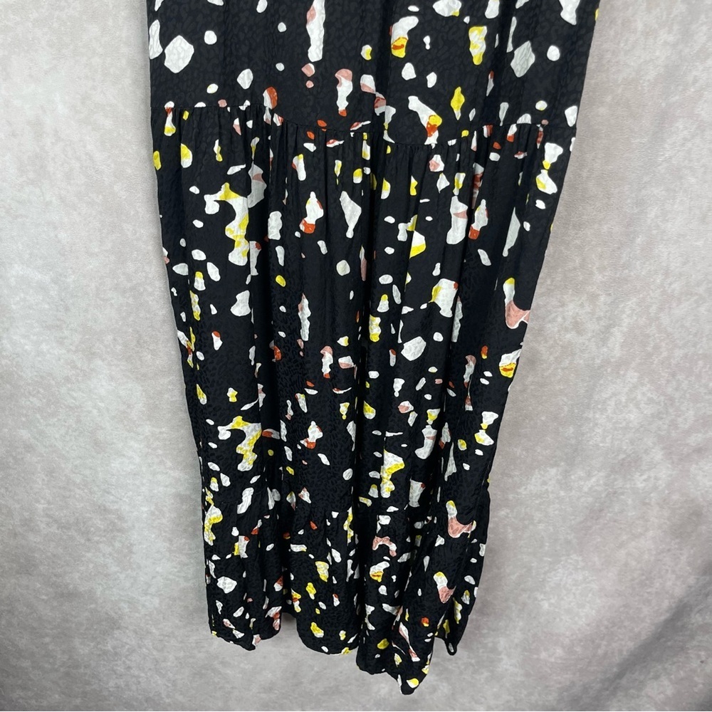 Ba&sh Tonya Gathered Printed Satin-Jacquard Midi Dress In‎ Black Size 0 US XS - Picture 4 of 10
